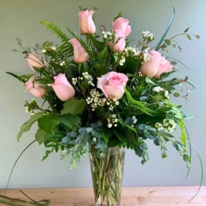 One Dozen Pink Roses