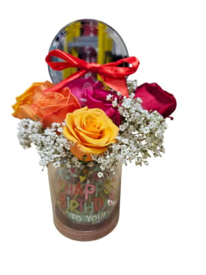 Birthday Wine Glass Flower Bouquet