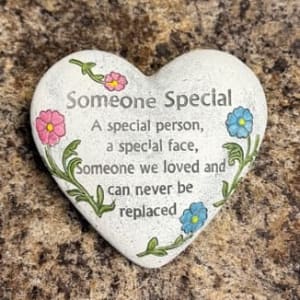 Memorial Heart Stones Flower Bouquet