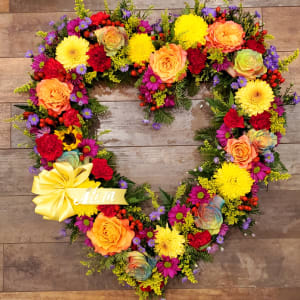 Harvest Rainbow Heart-shaped Wreath Flower Arrangement Harvest Rainbow Heart-shaped Wreath Flower Bouquet