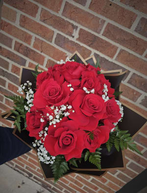 Wrapped One Dozen Red Roses Bouquet Flower Bouquet