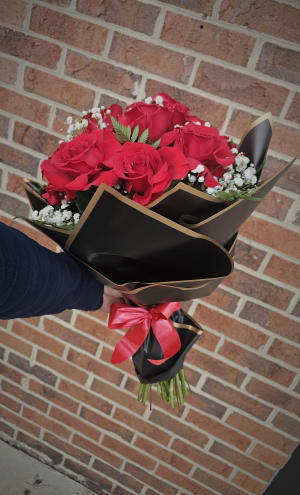Wrapped One Dozen Red Roses Bouquet Flower Bouquet