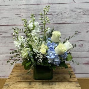 Sympathy Collection in Blue & White Flower Bouquet