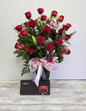 Super Deluxe 24 Rose Arrangement with Add-Ons Flower Bouquet