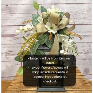 "In Celebration" Stained Glass Top Memorial Lantern Flower Bouquet