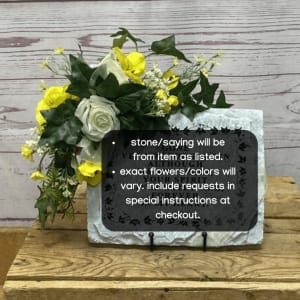 On Angel's Wings Memorial Slate Flower Bouquet