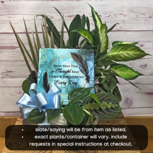 On Angel's Wings Memorial Slate Flower Bouquet