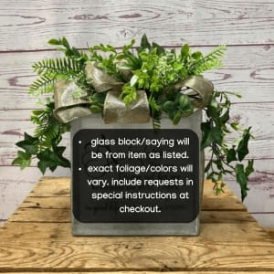 Memory Treasure Sympathy Lighted Glass Block Flower Arrangement Memory Treasure Sympathy Lighted Glass Block Flower Bouquet