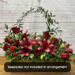 Red Sympathy Arrangement for Keepsake Item Flower Bouquet