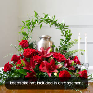 Red Sympathy Arrangement for Keepsake Item Flower Bouquet