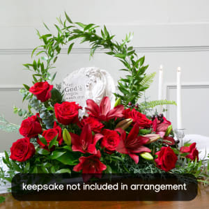 Red Sympathy Arrangement for Keepsake Item Flower Bouquet