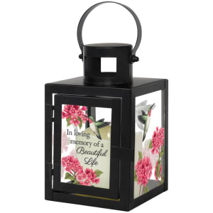 Small "Beautiful Life" Hummingbird Memorial Lantern Flower Bouquet