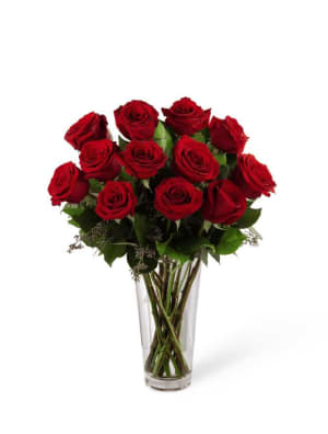 12  Long Stem Red Roses Flower Bouquet
