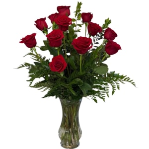 One Dozen Long-Stemmed Red Roses Flower Bouquet