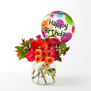 Fiesta Bouquet with Birthday Balloon Flower Bouquet