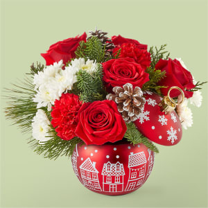 Christmas Village Ornament Flower Bouquet