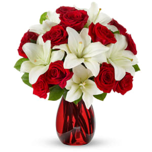 Classic Red Rose & White Lily Bouquet Flower Bouquet