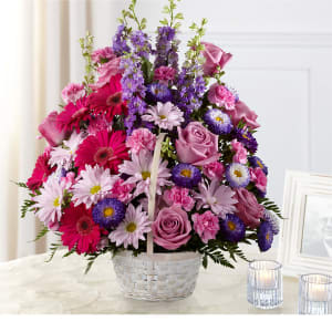 Pastel Peace Basket Flower Bouquet
