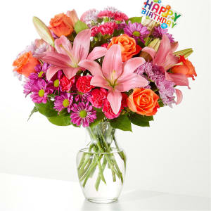 One and Only Bouquet & Happy Birthday Topper Flower Bouquet