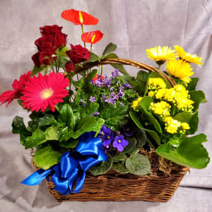 Blooming Primary Garden Basket Flower Bouquet