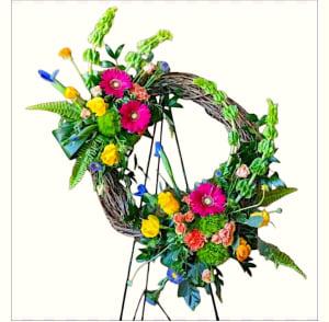 Delightful Rainbow Wreath Flower Bouquet