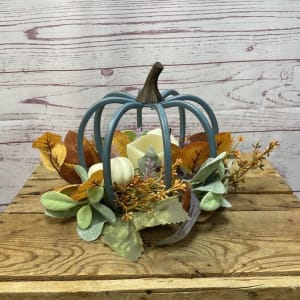 Calming Pumpkin Silk (Artificial) Centerpiece With LED Candle Flower Bouquet