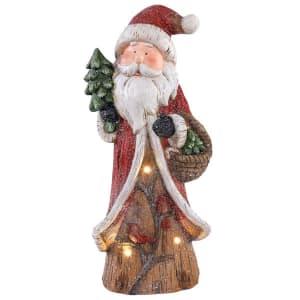 Lighted Holiday Statues With Cardinals Flower Bouquet