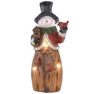 Lighted Holiday Statues With Cardinals Flower Bouquet