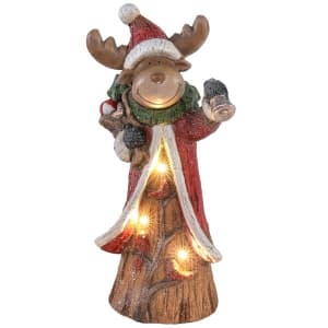Lighted Holiday Statues With Cardinals Flower Bouquet
