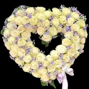 WHITE & PURPLE HEART SHAPE Flower Bouquet