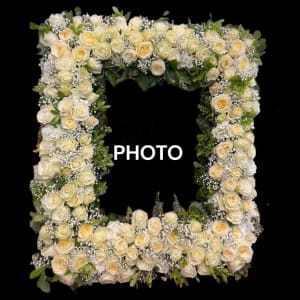 ALL WHITE STANDING SPRAY PHOTO Flower Bouquet