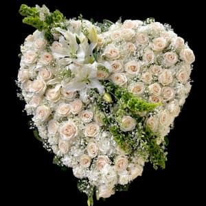 WHITE FULL HEART SHAPE Flower Bouquet