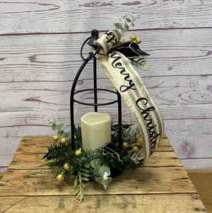 Holiday Hearth Silk (Artificial) Lanterns Flower Bouquet