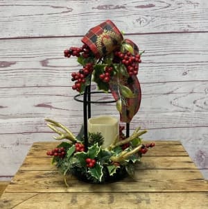 Holiday Hearth Silk (Artificial) Lanterns Flower Bouquet