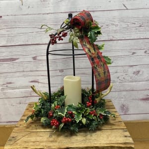 Holiday Hearth Silk (Artificial) Lanterns Flower Bouquet