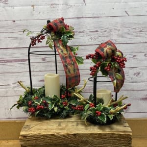 Holiday Hearth Silk (Artificial) Lanterns Flower Bouquet