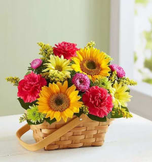Sunny Garden Basket Flower Bouquet