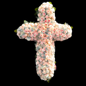 PINK & SILVER CROSS Flower Bouquet