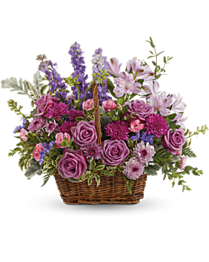 Lavender Meadow Basket Flower Bouquet