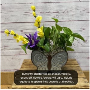 Fluttering Foliage Butterfly Planter Flower Bouquet