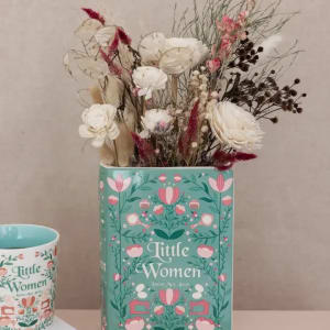 Little Woman Book Vase Flower Bouquet