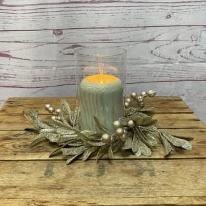 Shimmering Champagne Holiday Candles Flower Bouquet