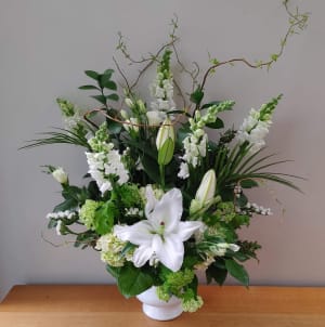 White Sympathy Arrangement Flower Bouquet