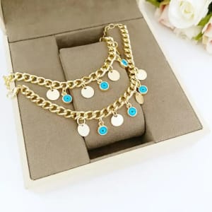 Gold Link Chain Evil Eye Bracelet