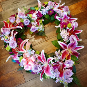 Pink Lily Heart Flower Bouquet