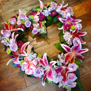 Pink Lily Heart Flower Bouquet