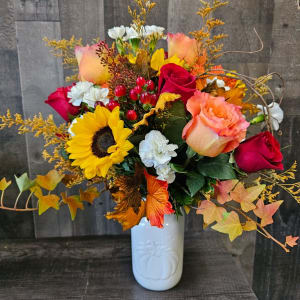 White Pumpkin Jar Arrangement