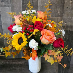 White Pumpkin Jar Arrangement