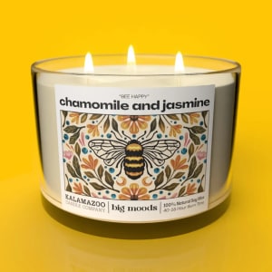 "Bee Happy" 3-Wick Soy Candle Flower Bouquet