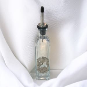 Oil Bottle w/Brushed Metal Decor Flower Bouquet